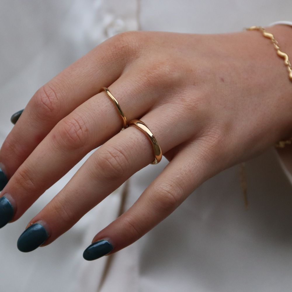 Bølge Wave Ring 4mm 14K Guldbelagt - Global Urban Jewelry