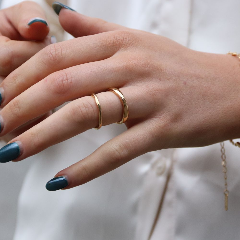 Bølge Wave Ring 4mm 14K Guldbelagt - Global Urban Jewelry