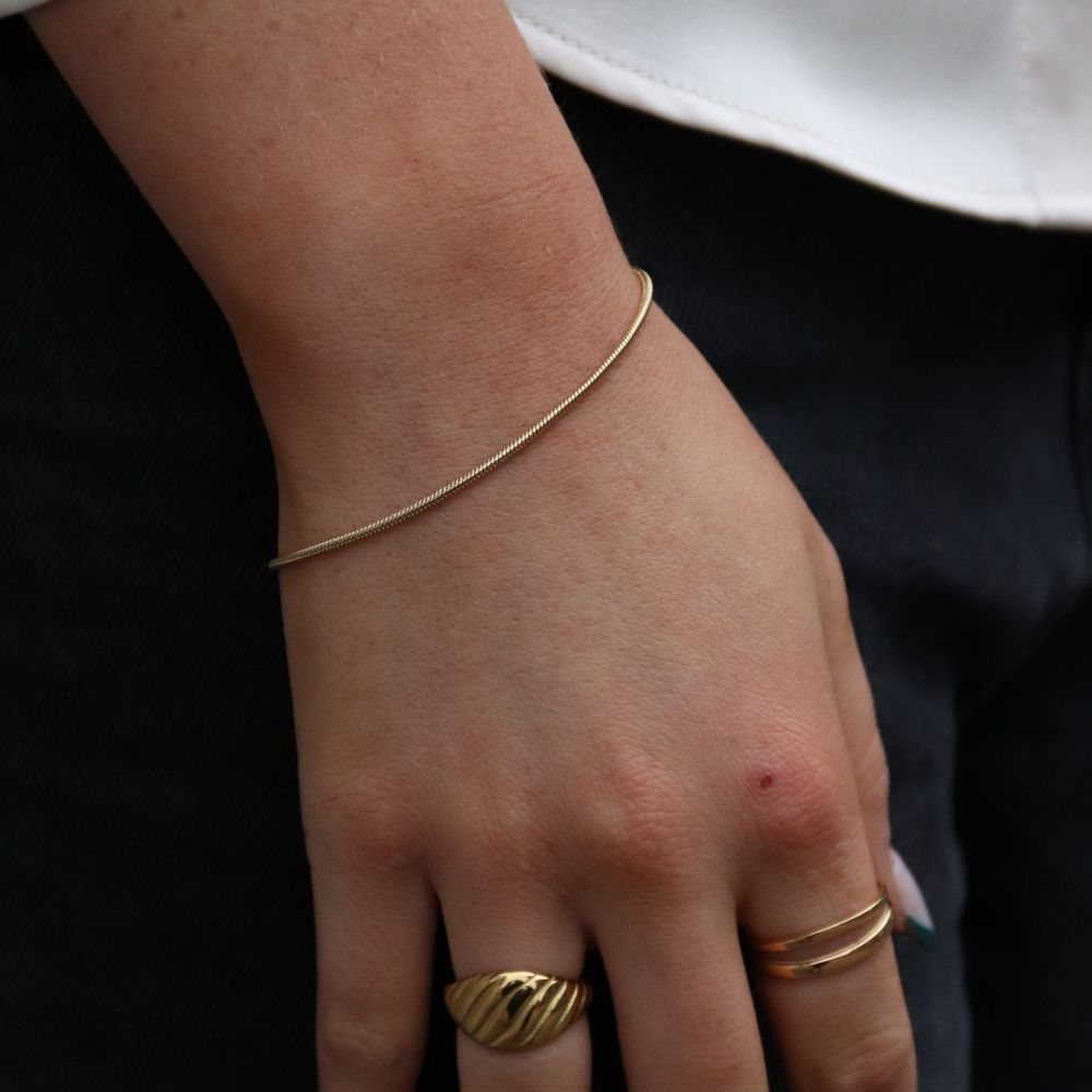 Elisabeth Enkelt Armbånd 14K Guldbelagt 1,5 mm - Global Urban Jewelry