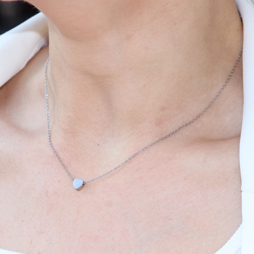 Hjerte Halskæde Sølvbelagt - Global Urban Jewelry