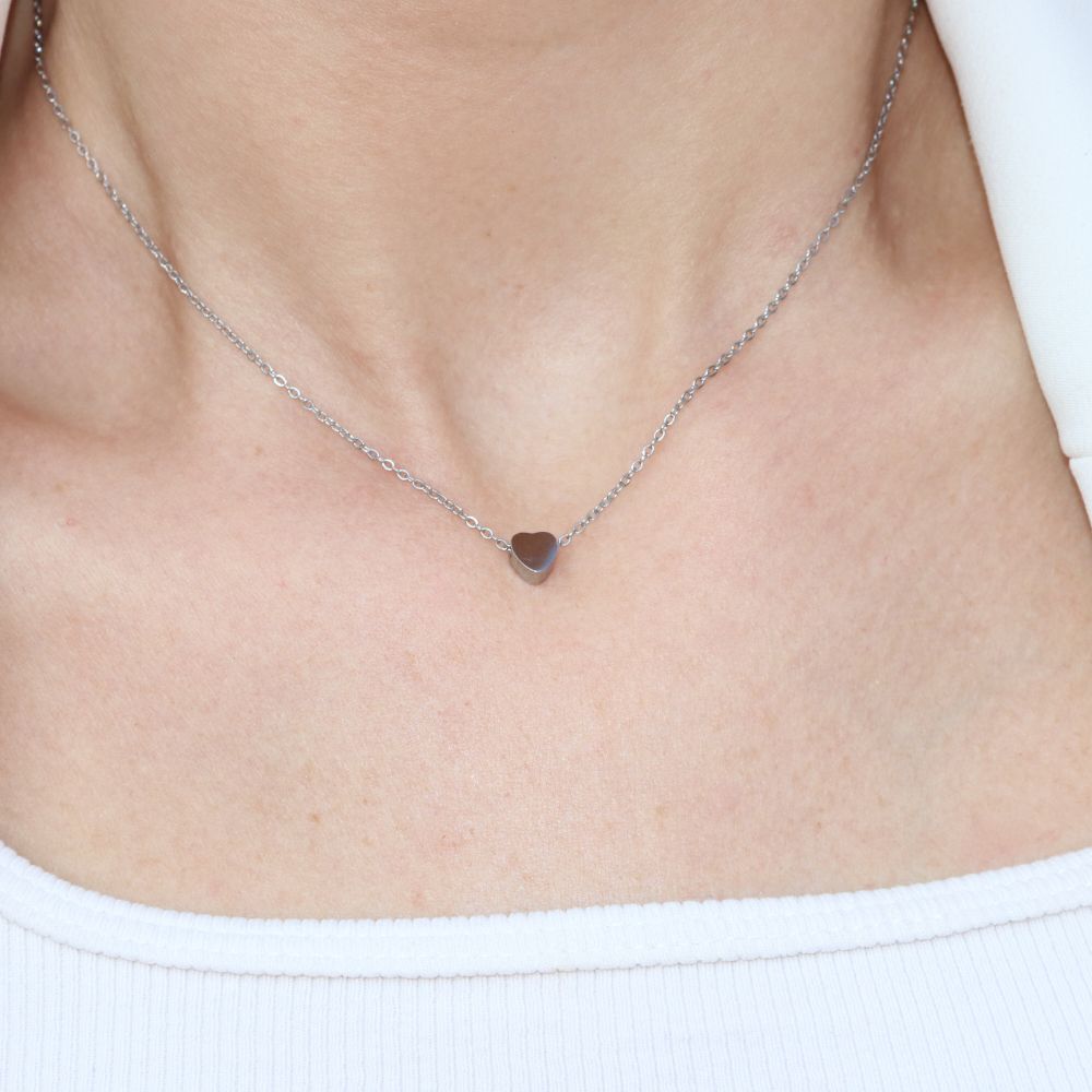 Hjerte Halskæde Sølvbelagt - Global Urban Jewelry