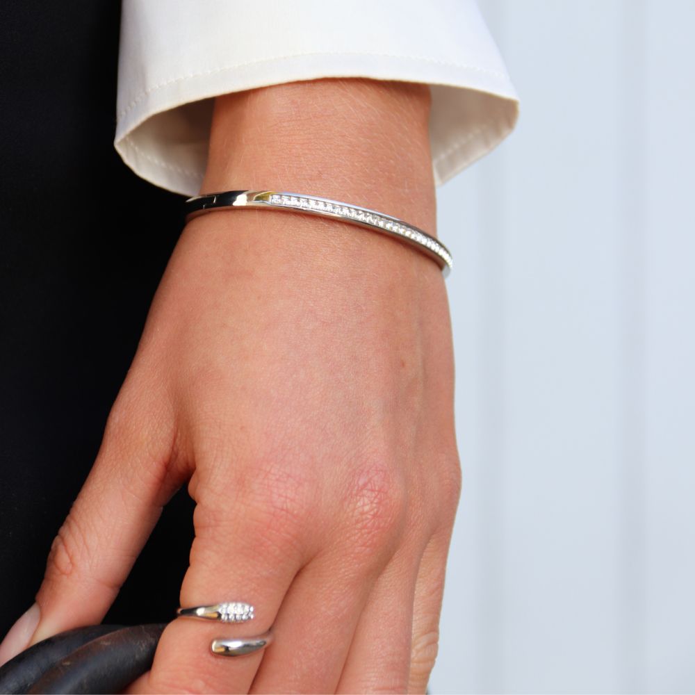 Krystal Bangle Armbånd Sølvbelagt - Global Urban Jewelry