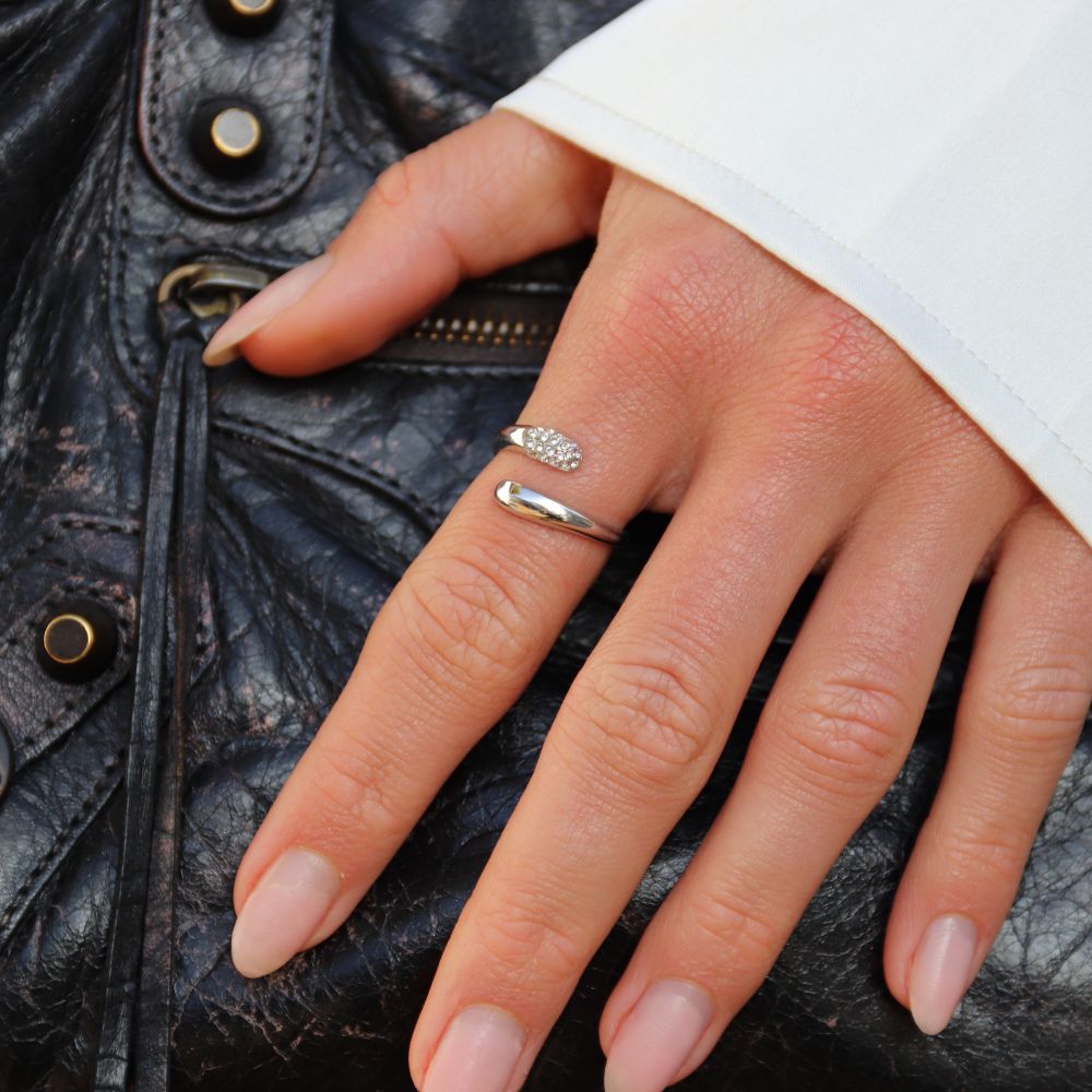 Krystal Dråbe Ring Sølvbelagt - Global Urban Jewelry