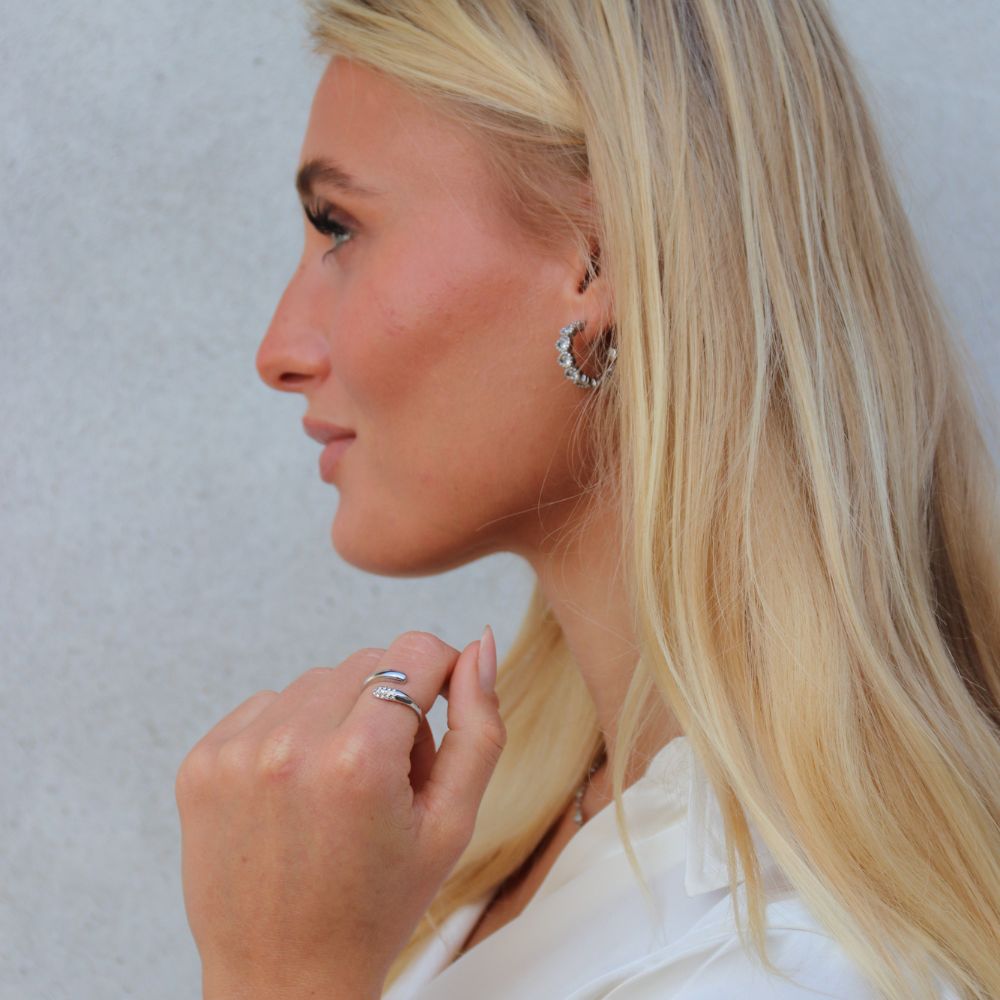 Krystal Dråbe Ring Sølvbelagt - Global Urban Jewelry