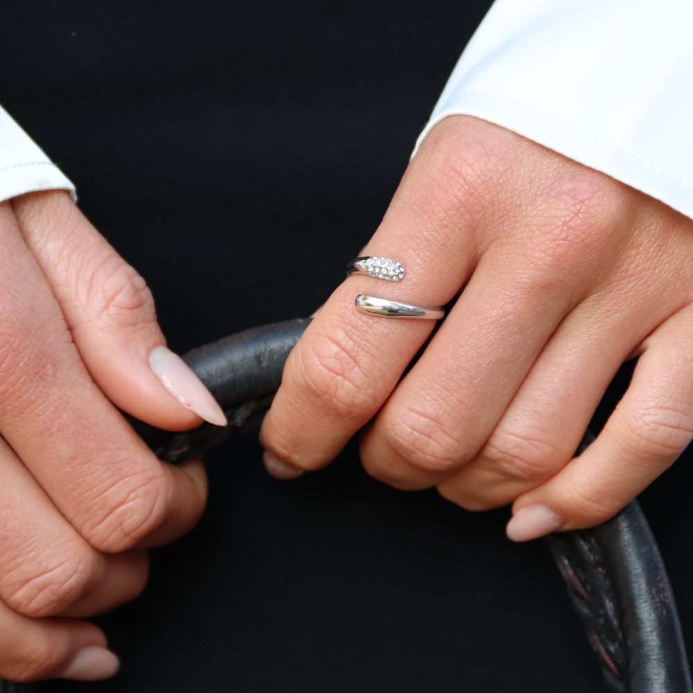 Krystal Dråbe Ring Sølvbelagt - Global Urban Jewelry