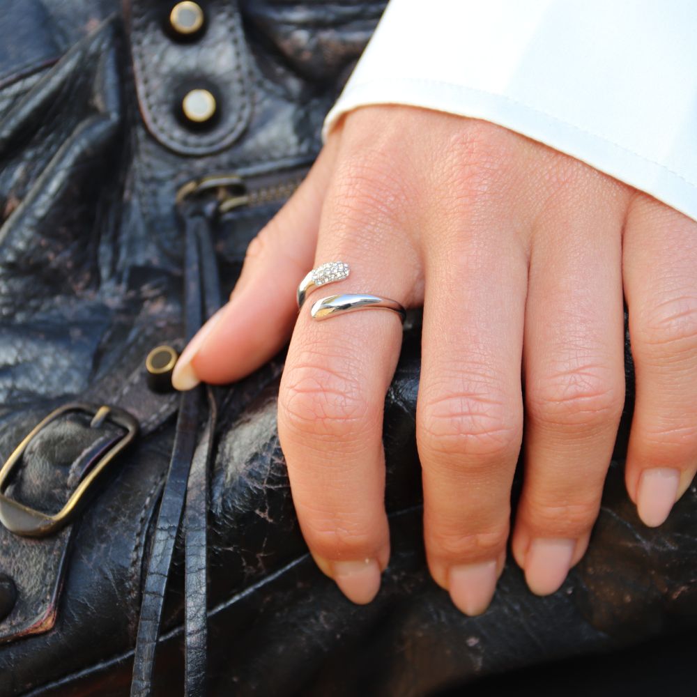 Krystal Dråbe Ring Sølvbelagt - Global Urban Jewelry