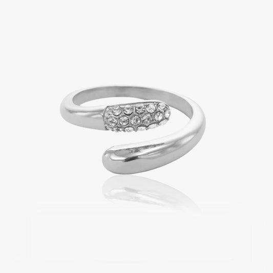 Krystal Dråbe Ring Sølvbelagt - Global Urban Jewelry
