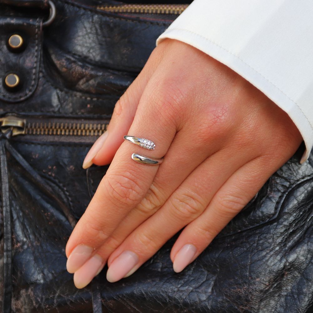 Krystal Dråbe Ring Sølvbelagt - Global Urban Jewelry