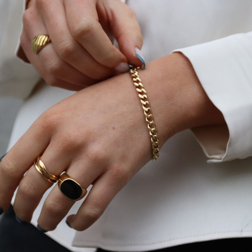 Panser Armbåndskæde 14K Guldbelagt 6mm - Global Urban Jewelry