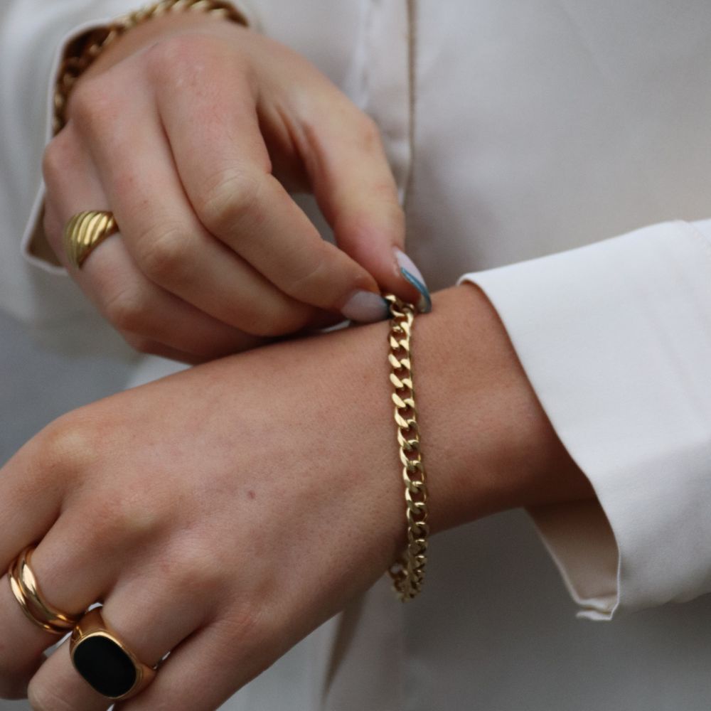 Panser Armbåndskæde 14K Guldbelagt 6mm - Global Urban Jewelry