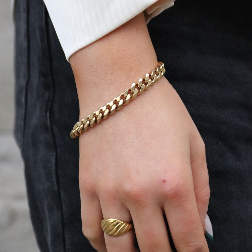 Panser Armbåndskæde 14K Guldbelagt 8mm - Global Urban Jewelry