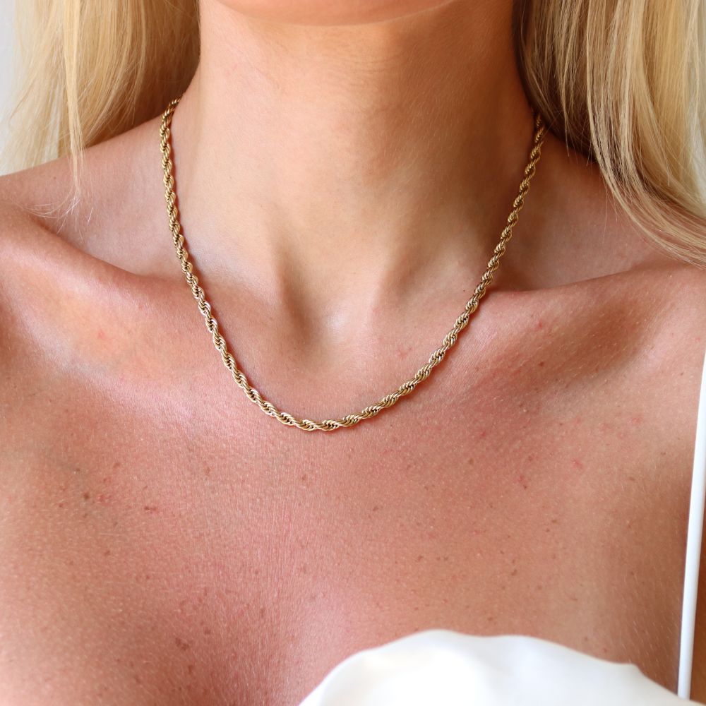 Rope Chain Halskæde 14K Guldbelagt 4mm - Global Urban Jewelry