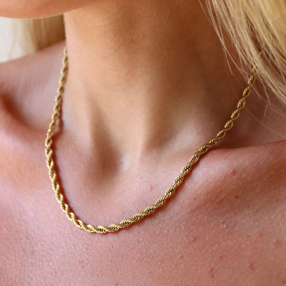 Rope Chain Halskæde 14K Guldbelagt 4mm - Global Urban Jewelry