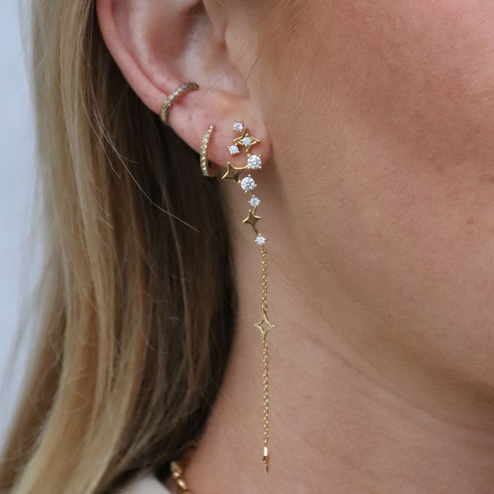 Stjerne Kæde Øreringe med sten 18K Guldbelagt - Global Urban Jewelry