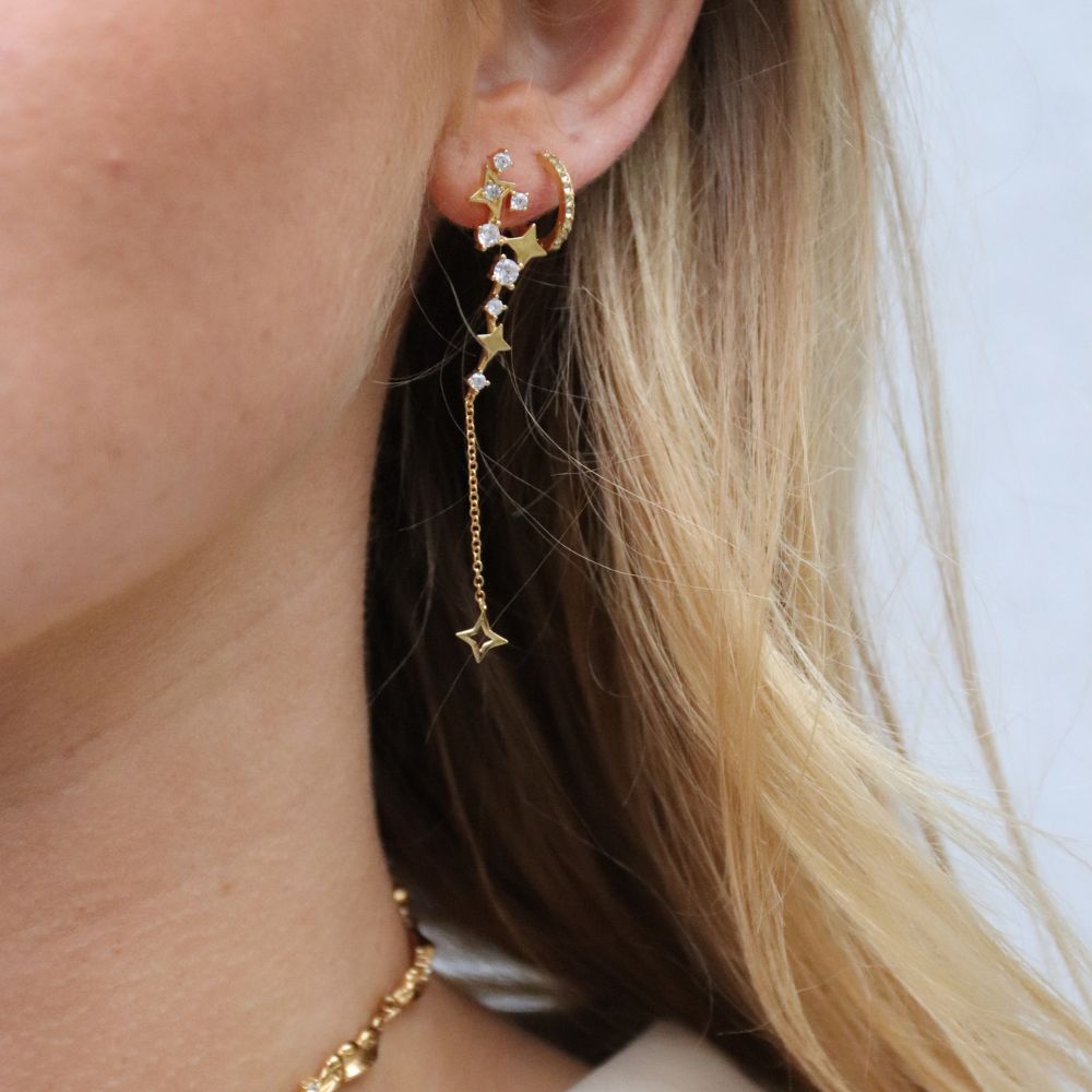 Stjerne Kæde Øreringe med sten 18K Guldbelagt - Global Urban Jewelry