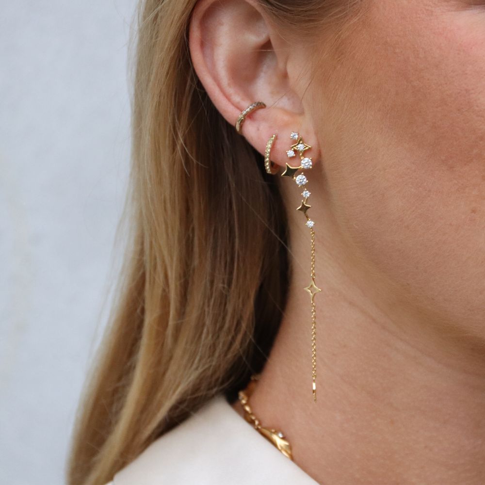 Stjerne Kæde Øreringe med sten 18K Guldbelagt - Global Urban Jewelry