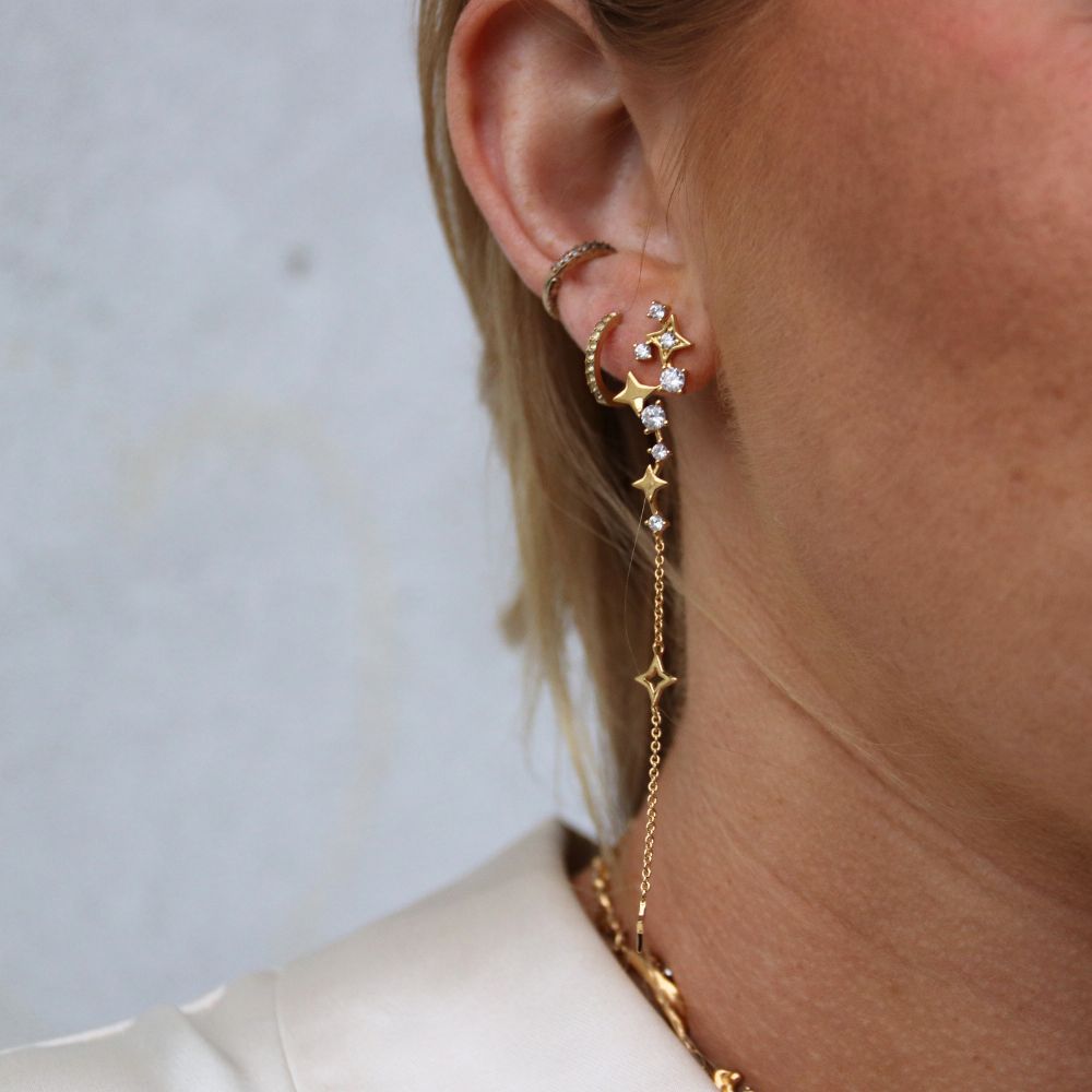 Stjerne Kæde Øreringe med sten 18K Guldbelagt - Global Urban Jewelry
