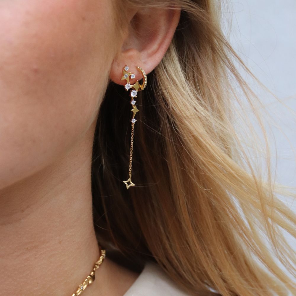 Stjerne Kæde Øreringe med sten 18K Guldbelagt - Global Urban Jewelry