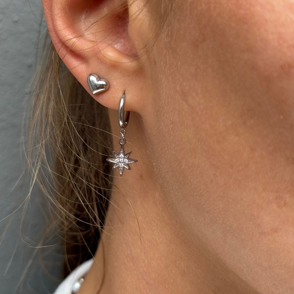 Stjerne og Måne Øreringe Sølv - Global Urban Jewelry