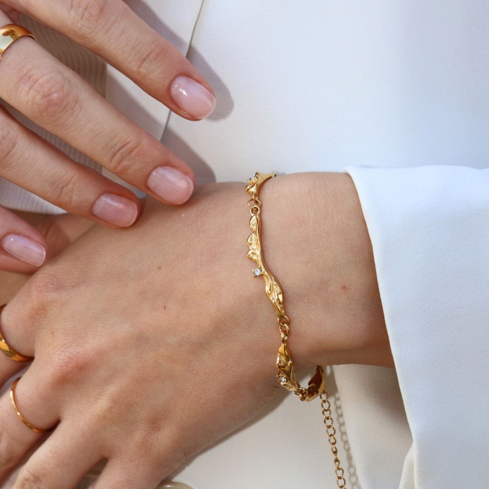 Tekstur Krystal Armbånd 18K Guldbelagt - Global Urban Jewelry