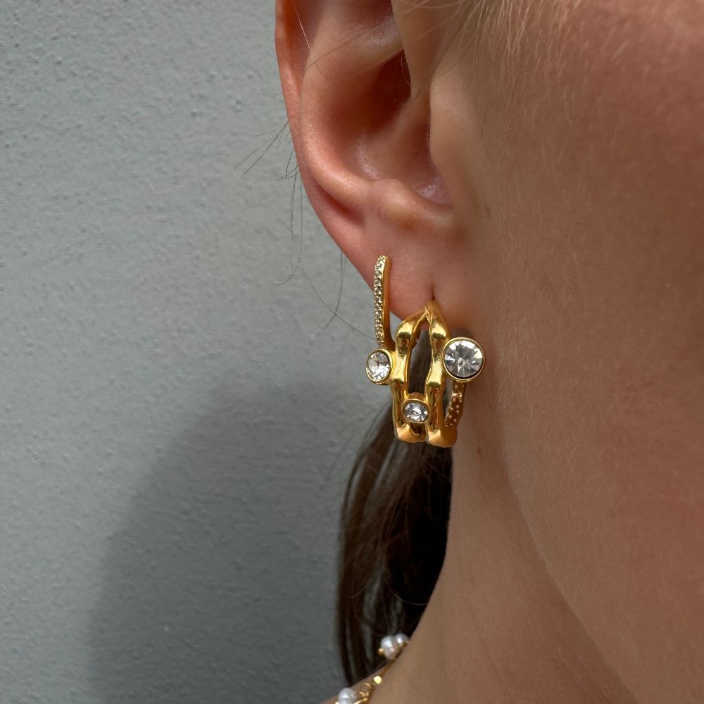 Tekstur Krystal Øreringe 18K Guldbelagt - Global Urban Jewelry