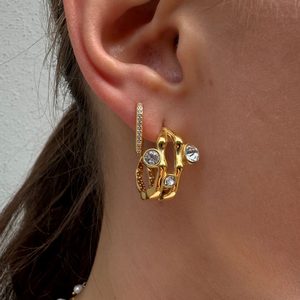 Tekstur Krystal Øreringe 18K Guldbelagt - Global Urban Jewelry