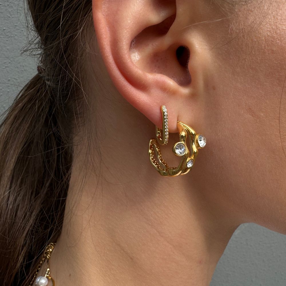 Tekstur Krystal Øreringe 18K Guldbelagt - Global Urban Jewelry