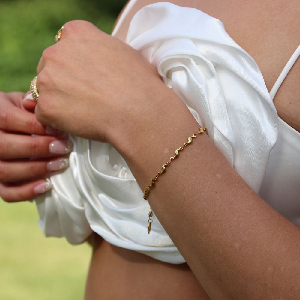 Tekstur Ocean Halskæde og Armbånd 18K Guldbelagt - Global Urban Jewelry