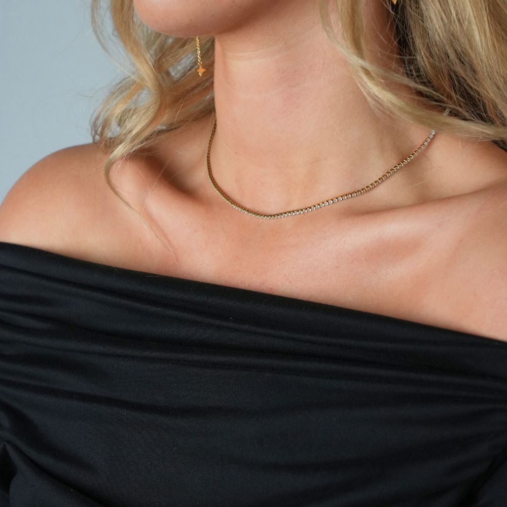 Tennis Halskæde 18K Guldbelagt - Global Urban Jewelry
