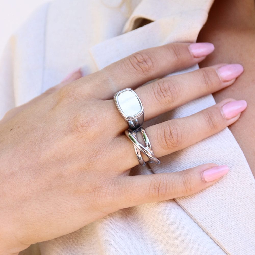 Vintage Chunky Ring Hvid Sølv - Global Urban Jewelry