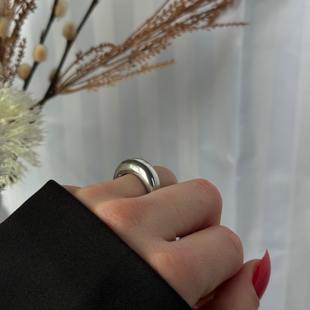 Enkle Chunky Bue Ring Sølv - Global Urban Jewelry