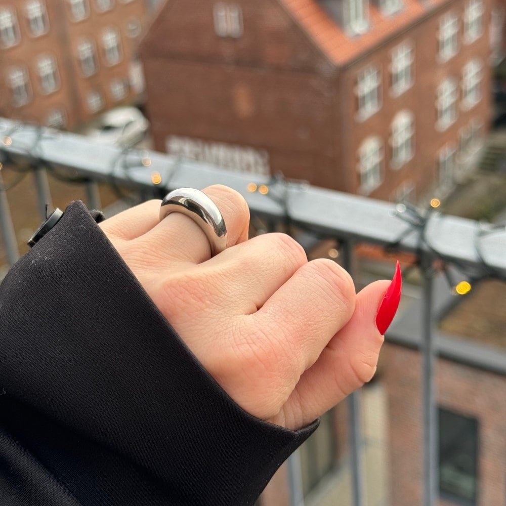 Enkle Chunky Bue Ring Sølv - Global Urban Jewelry