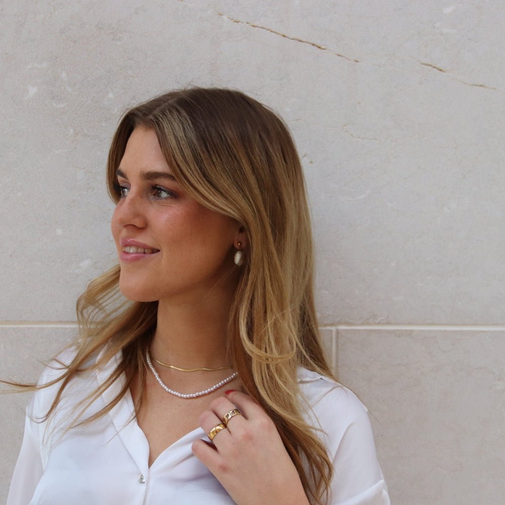 Ferskvandsperle Hængeøreringe - Global Urban Jewelry