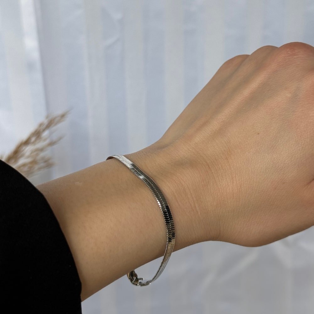 Fladt Slangekæde Armbånd Sølv - Global Urban Jewelry