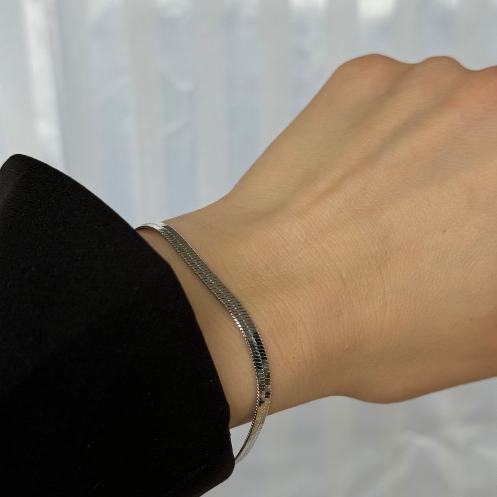Fladt Slangekæde Armbånd Sølv - Global Urban Jewelry