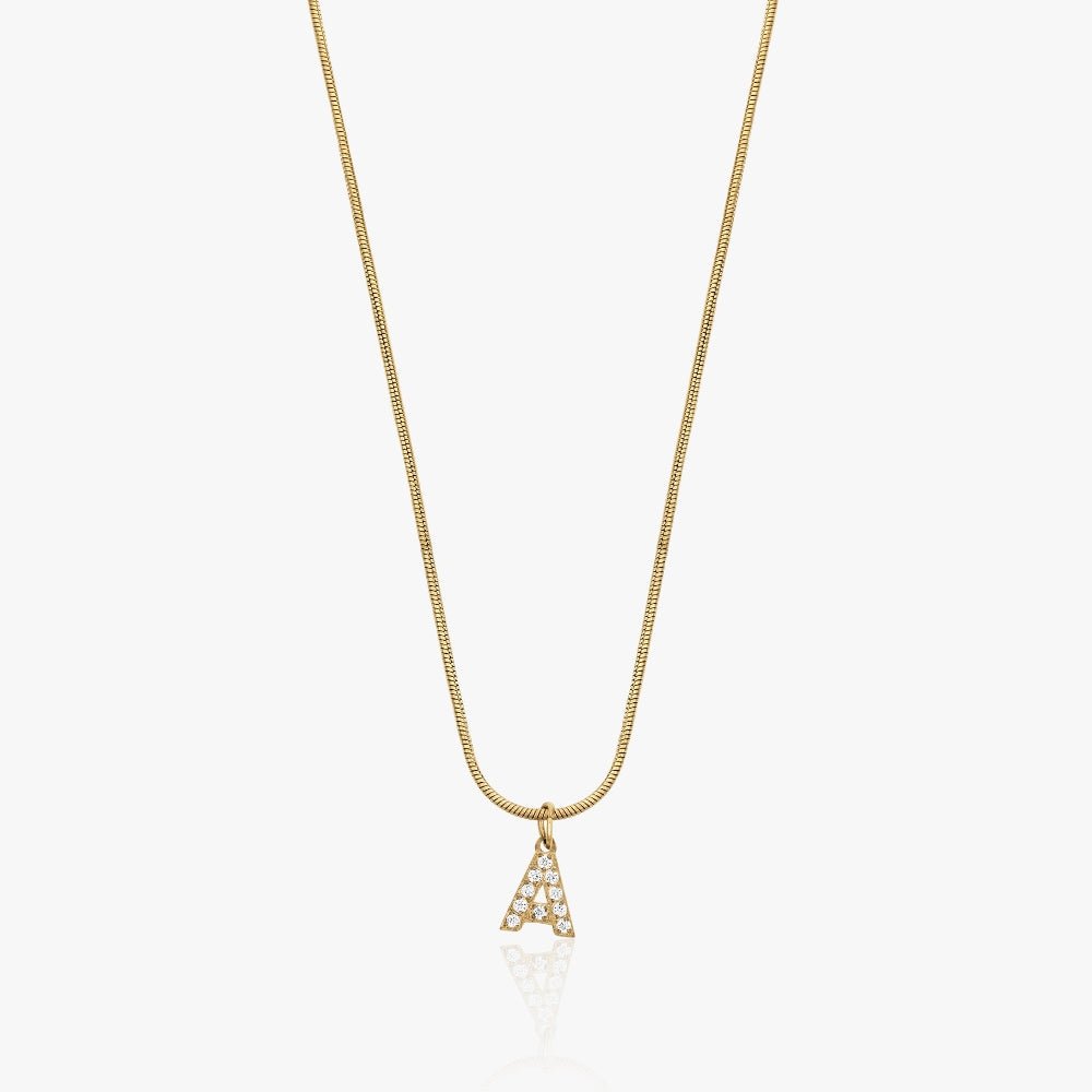 Krystal Bogstavs Rund Halskæde 14K Guldbelagt - Global Urban Jewelry