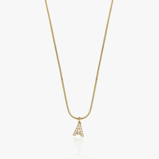 Krystal Bogstavs Rund Halskæde 14K Guldbelagt - Global Urban Jewelry