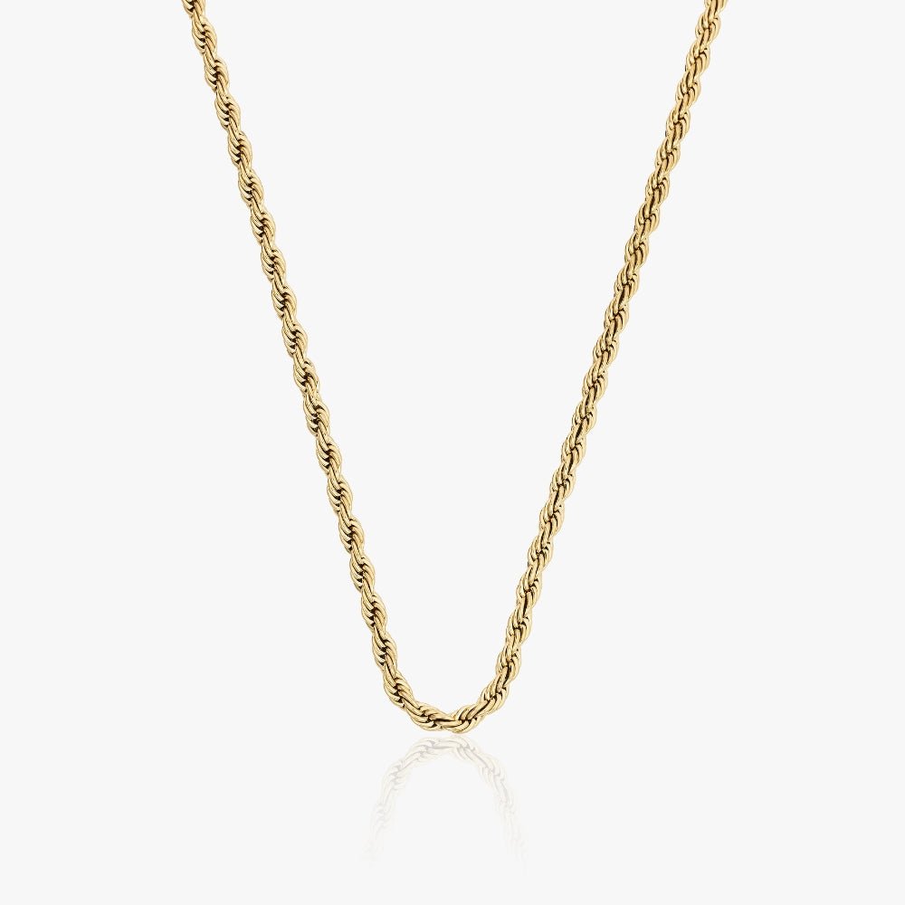 Rope Chain Halskæde 14K Guldbelagt 3mm - Global Urban Jewelry