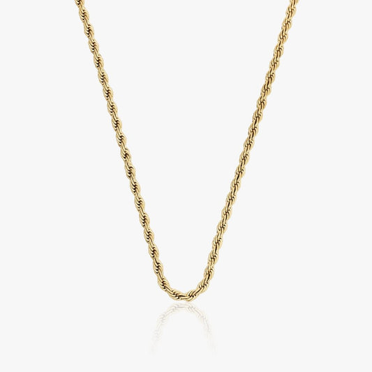 Rope Chain Halskæde 14K Guldbelagt 3mm - Global Urban Jewelry