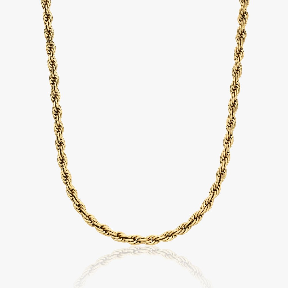Rope Chain Halskæde 14K Guldbelagt 4mm - Global Urban Jewelry