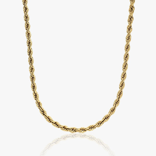 Rope Chain Halskæde 14K Guldbelagt 4mm - Global Urban Jewelry