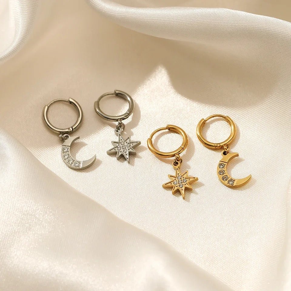 Stjerne og Måne Øreringe Sølv - Global Urban Jewelry