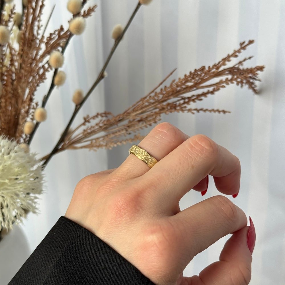 Tekstur Ring 14K Guldbelagt - Global Urban Jewelry