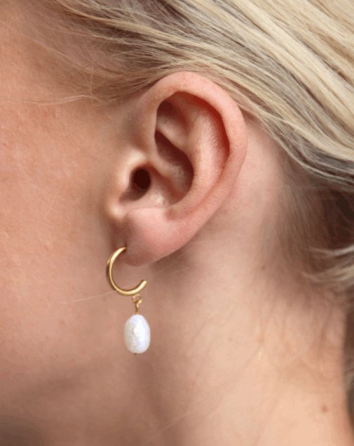 Victoria Ferskvandsperle Øreringe 14K Guldbelagt - Global Urban Jewelry