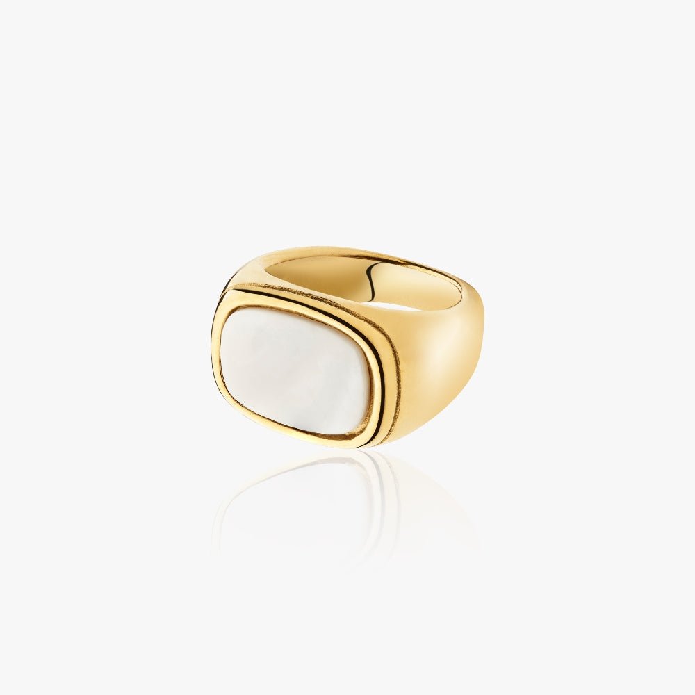 Vintage Chunky Ring Hvid 14K Guldbelagt - Global Urban Jewelry