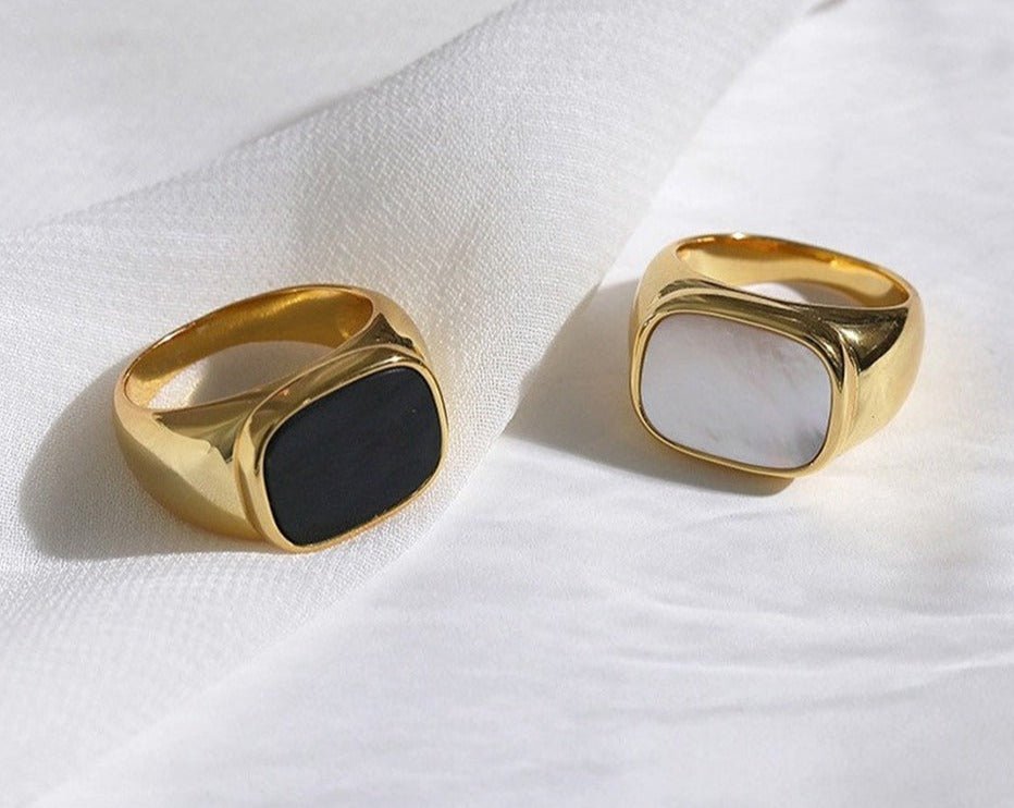 Vintage Chunky Ring Hvid 14K Guldbelagt - Global Urban Jewelry
