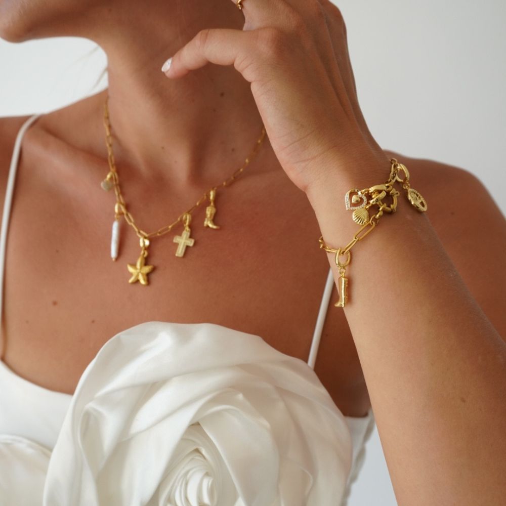 charms armbånd med ring til vedhæng i guld