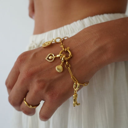 charms armbånd med ring til vedhæng i guld