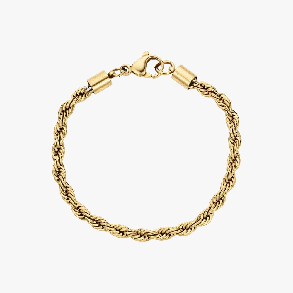 Gavesæt - Rope Chain Halskæde & Armbånd 14K Guldbelagt - Global Urban Jewelry