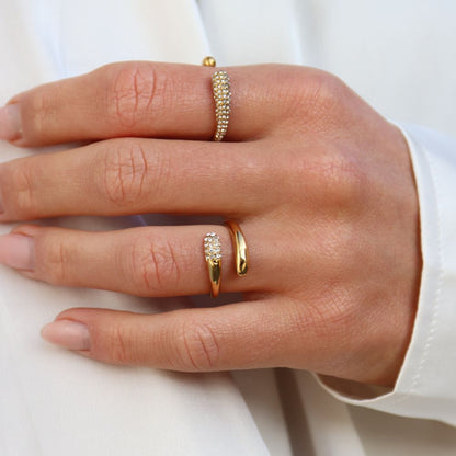 Krystal Dråbe Ring 18K Guldbelagt - Global Urban Jewelry